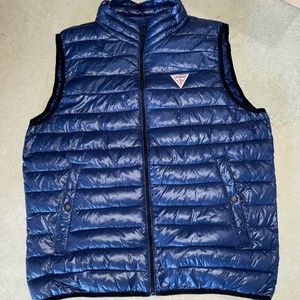 Mens Guess Bomber Vest Blue